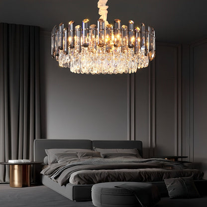 Round Oval Multi-layer Crystal Electroplating Metal Modern Chandelier Pendant Lamp Ceiling Light Fixture - Flyachilles
