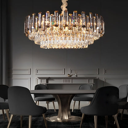 Round Oval Multi-layer Crystal Electroplating Metal Modern Chandelier Pendant Lamp Ceiling Light Fixture - Flyachilles