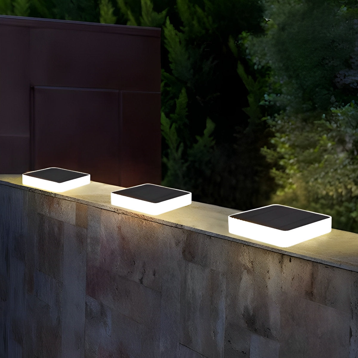 Round Square LED Waterproof Outdoor Solar Decking Lawn Lights Fence Post Column Lights - Flyachilles