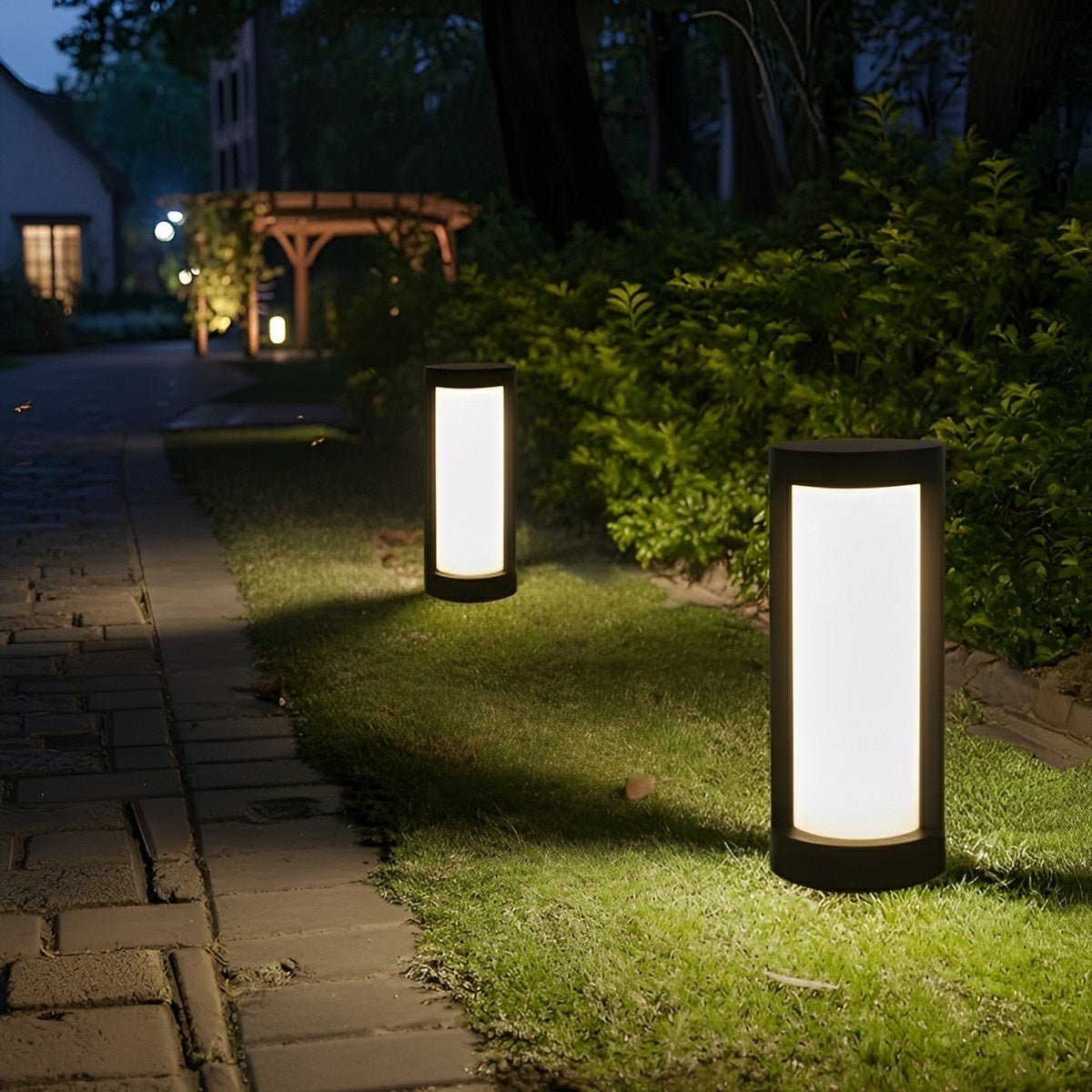 Round Waterproof LED Solar Black Modern Outdoor Pathway Lights - Flyachilles