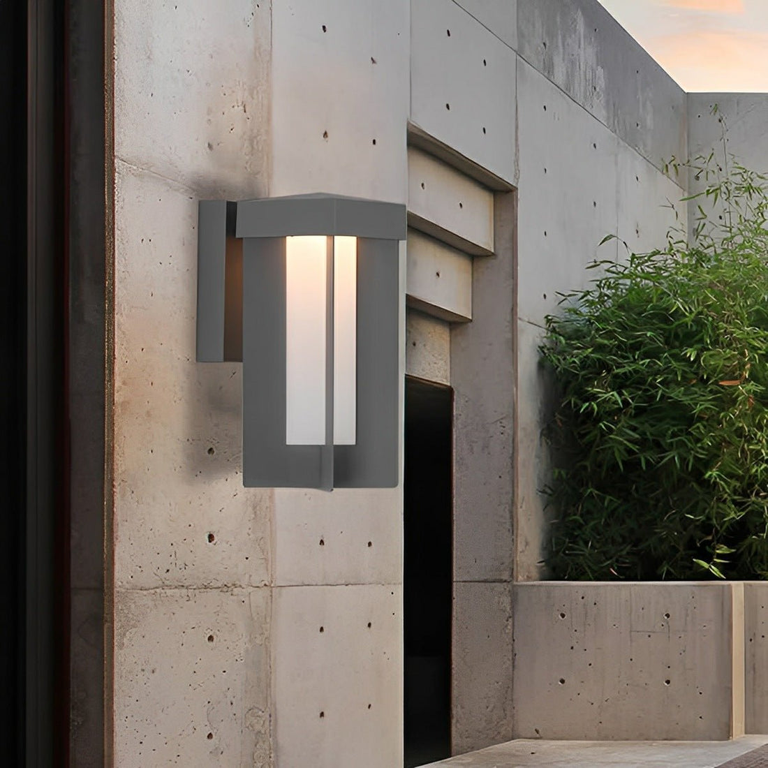 Rustic Modern Geometric Sculptural Waterproof Outdoor LED Porch Wall Lights - Flyachilles