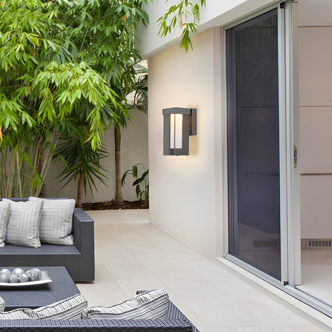 Rustic Modern Geometric Sculptural Waterproof Outdoor LED Porch Wall Lights - Flyachilles