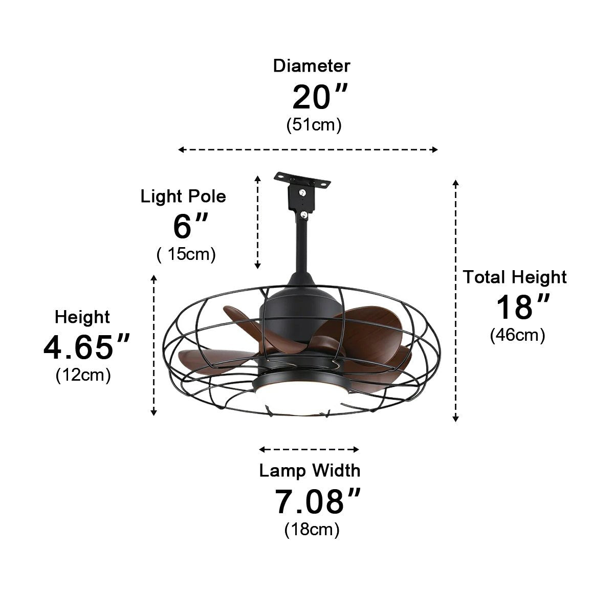 Rustic Round Outdoor DC Motor Reverse Ceiling Fan Light 19.69" - Flyachilles