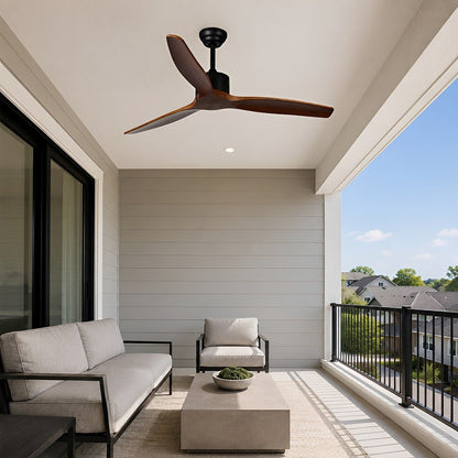 Sculptural Waterproof Modern Wood Reverse Outdoor Ceiling Fan - Flyachilles