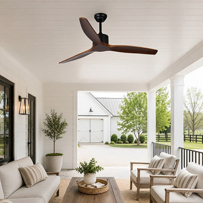 Sculptural Waterproof Modern Wood Reverse Outdoor Ceiling Fan - Flyachilles