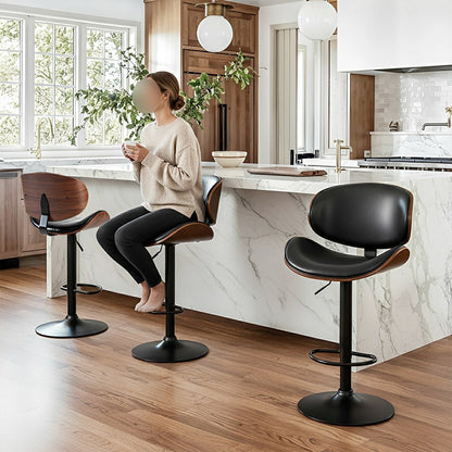 Set of 2 Adjustable Swivel Bar Stools with Backrest &amp; Footrest - Flyachilles