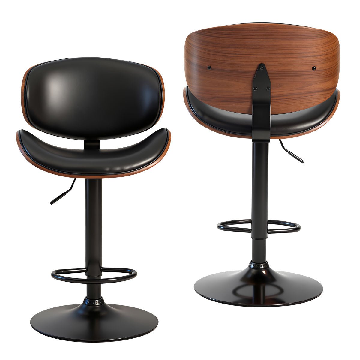 Set of 2 Adjustable Swivel Bar Stools with Backrest &amp; Footrest - Flyachilles