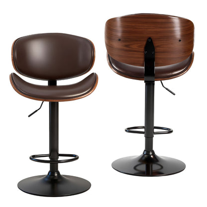 Set of 2 Adjustable Swivel Bar Stools with Backrest &amp; Footrest - Flyachilles