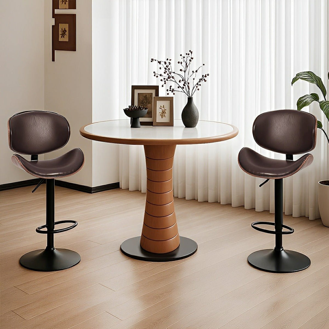Set of 2 Adjustable Swivel Bar Stools with Backrest &amp; Footrest - Flyachilles