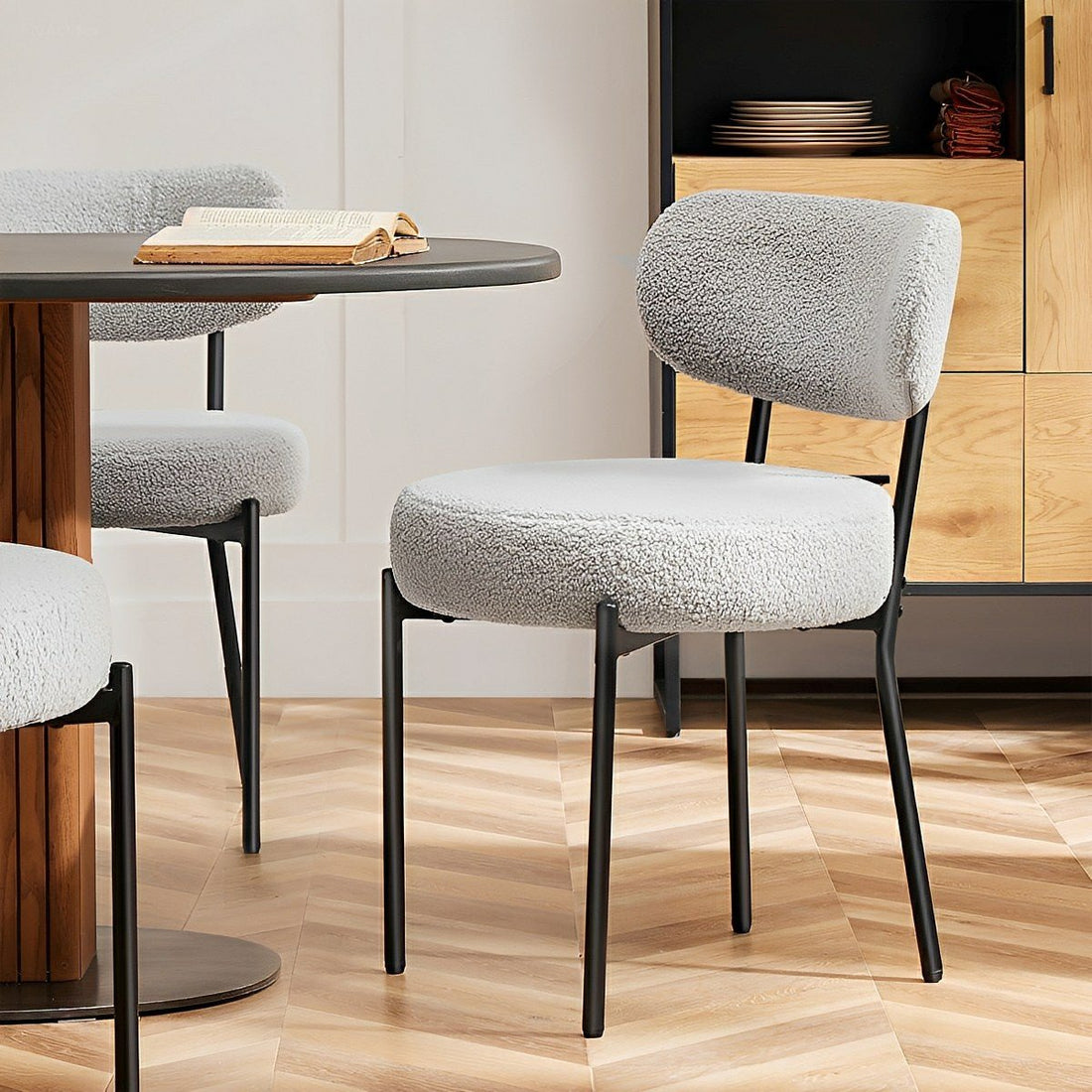 Set of 2 Upholstered Dining Chairs – Steel Frame, Padded Seat - Flyachilles