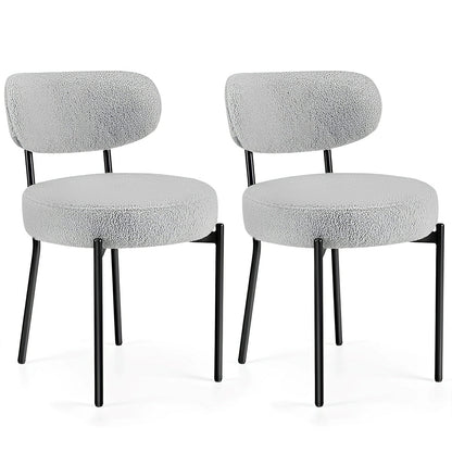 Set of 2 Upholstered Dining Chairs – Steel Frame, Padded Seat - Flyachilles