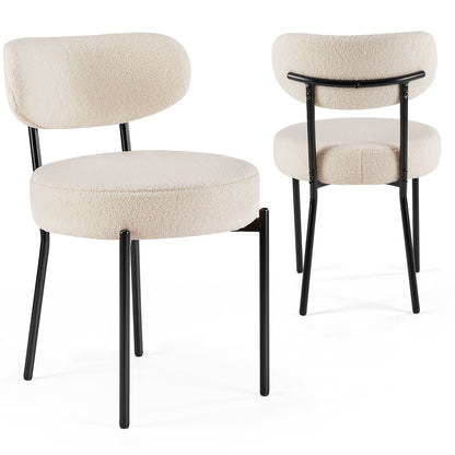 Set of 2 Upholstered Dining Chairs – Steel Frame, Padded Seat - Flyachilles