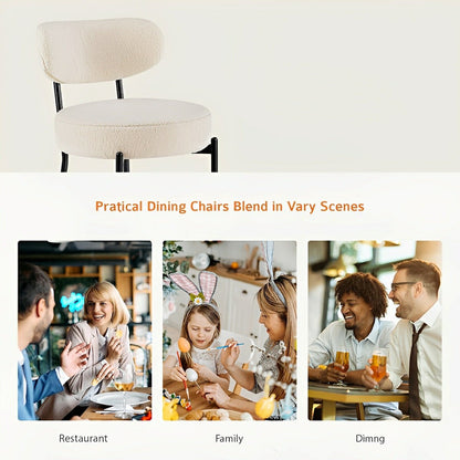 Set of 2 Upholstered Dining Chairs – Steel Frame, Padded Seat - Flyachilles