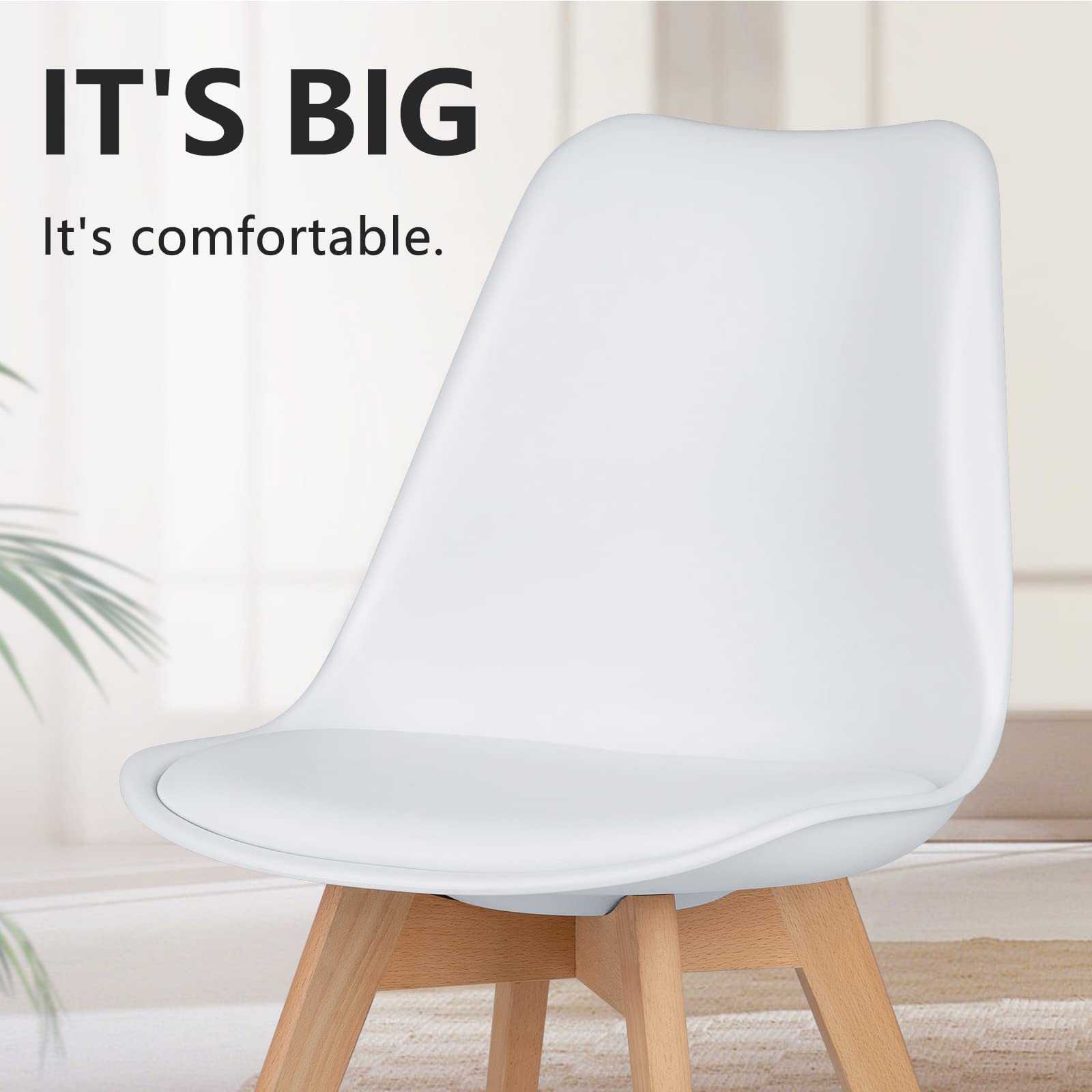 Set of 4 Modern Dining Chairs – PU Leather, Thick Cushion - Flyachilles
