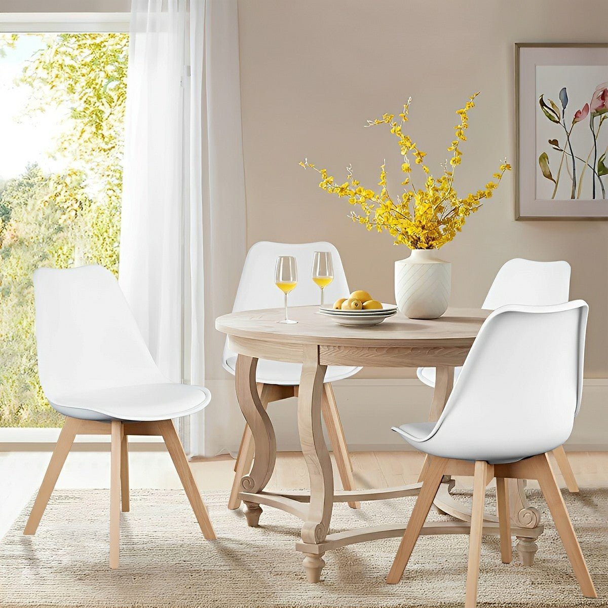 Set of 4 Modern Dining Chairs – PU Leather, Thick Cushion - Flyachilles