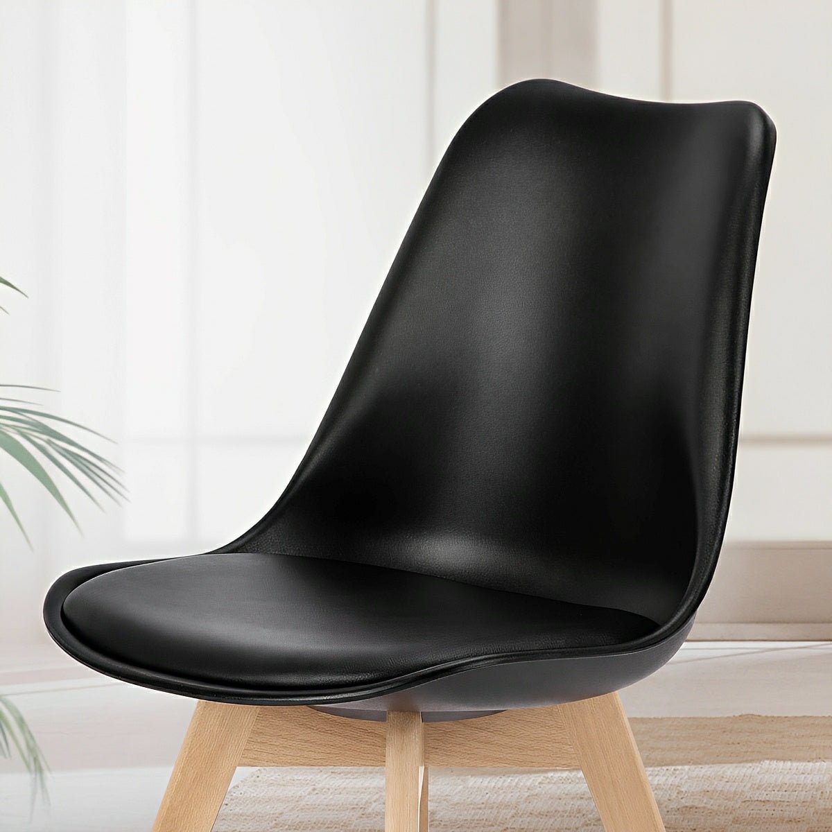 Set of 4 Modern Dining Chairs – PU Leather, Thick Cushion - Flyachilles