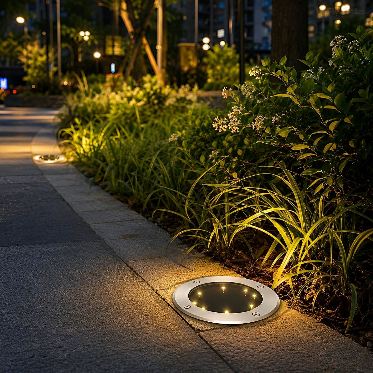 Solar Led Circular Shape Luminous Waterproof Embedded Ground Lights - Flyachilles
