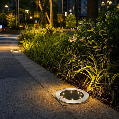 Solar Led Circular Shape Luminous Waterproof Embedded Ground Lights - Flyachilles
