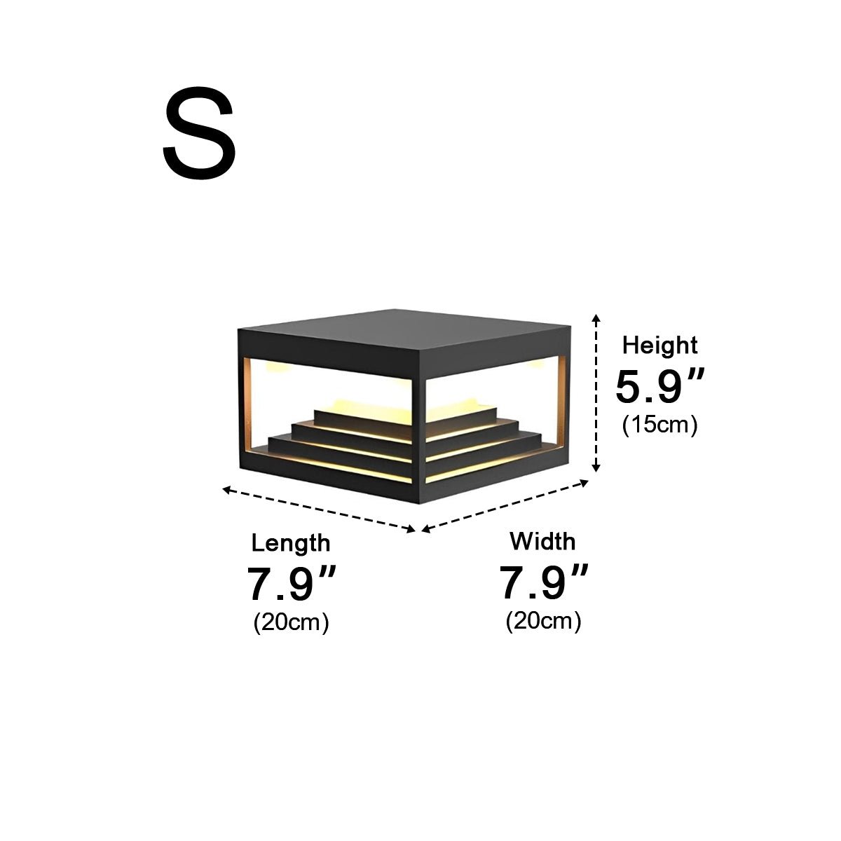 Solar Minimalist Waterproof Pyramid Tower Square Steps LED Black Modern Light - Flyachilles