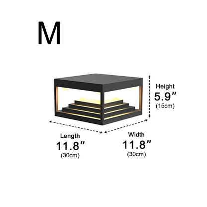 Solar Minimalist Waterproof Pyramid Tower Square Steps LED Black Modern Light - Flyachilles