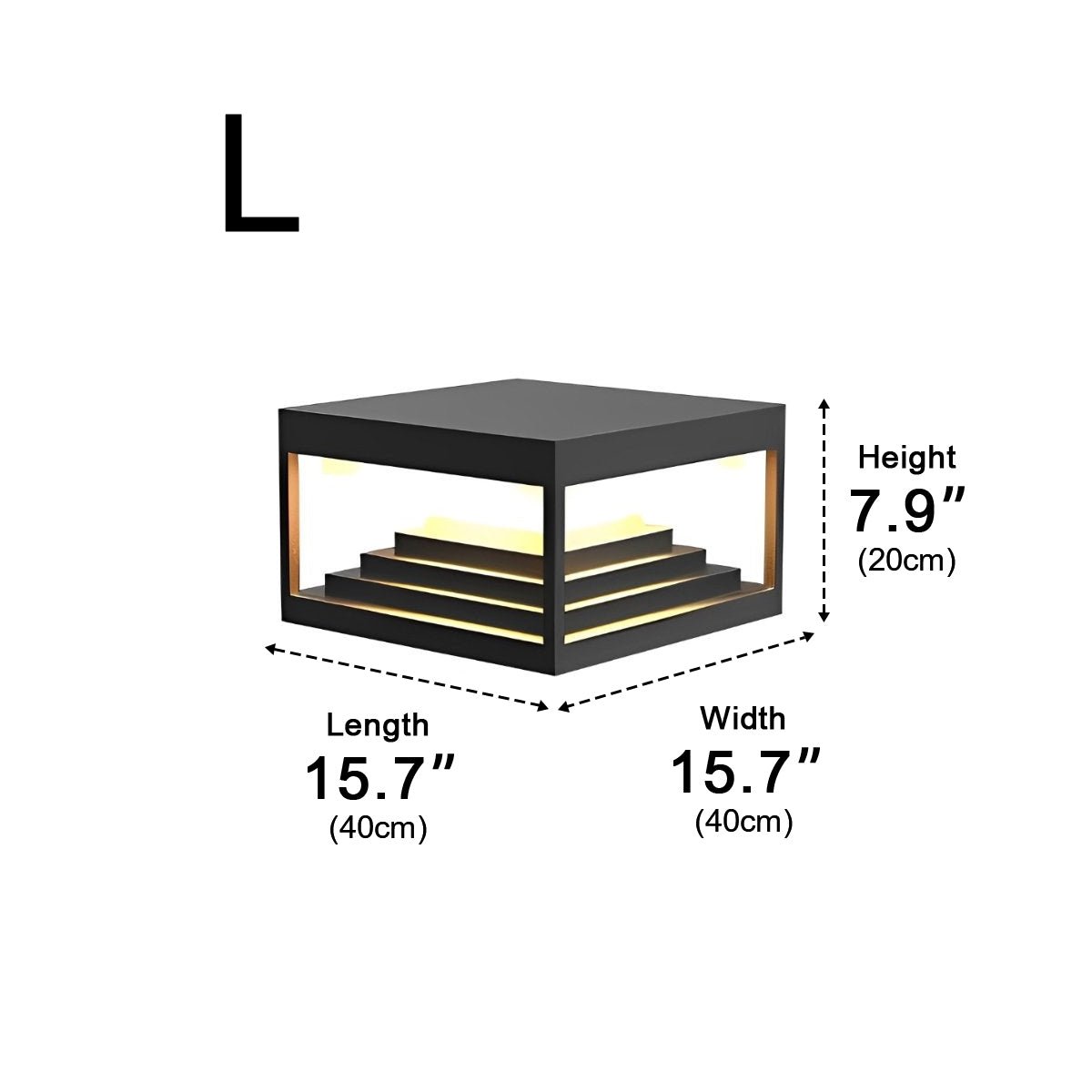 Solar Minimalist Waterproof Pyramid Tower Square Steps LED Black Modern Light - Flyachilles