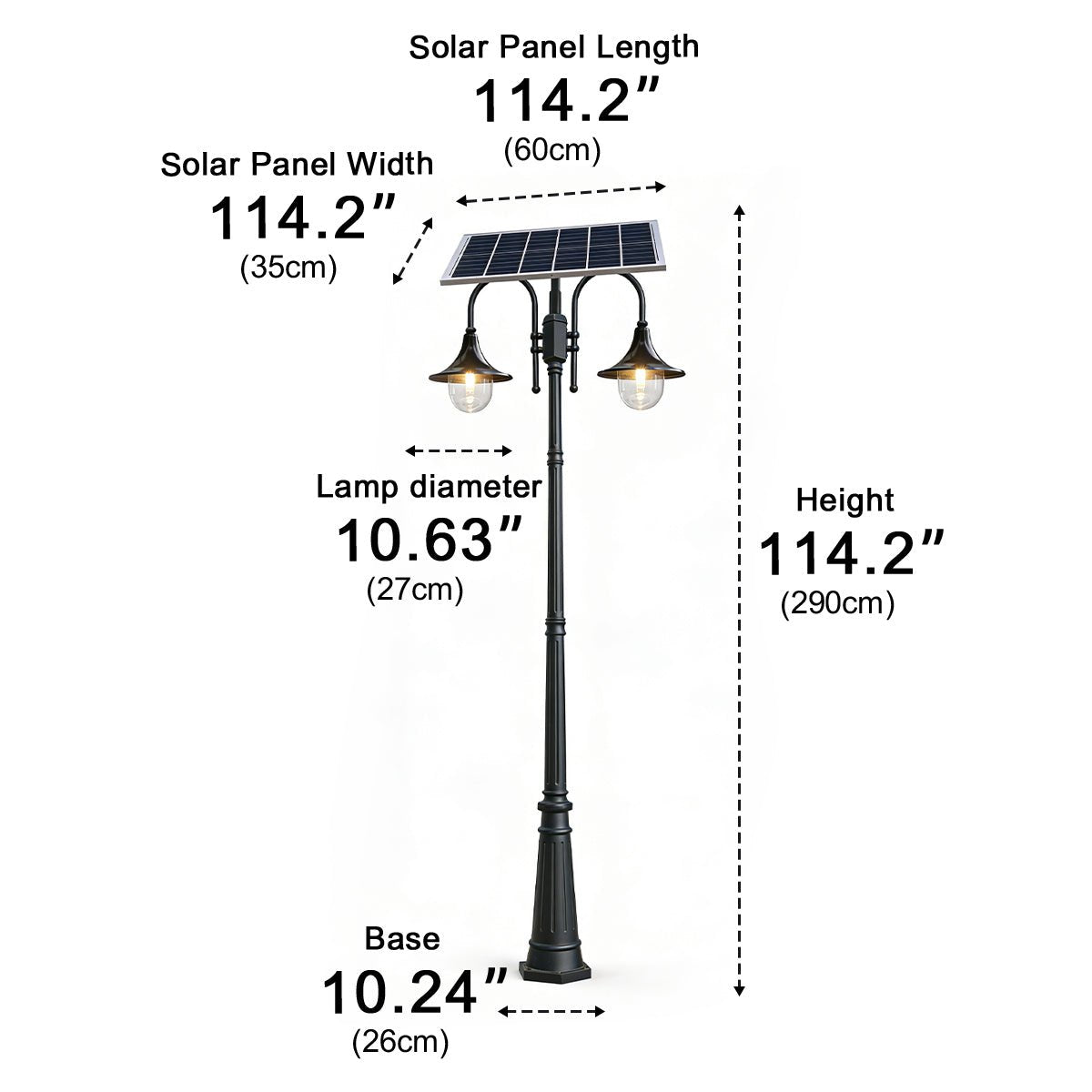 Solar Vintage Waterproof Flared LED Outdoor Pathway Pole Lights - Flyachilles