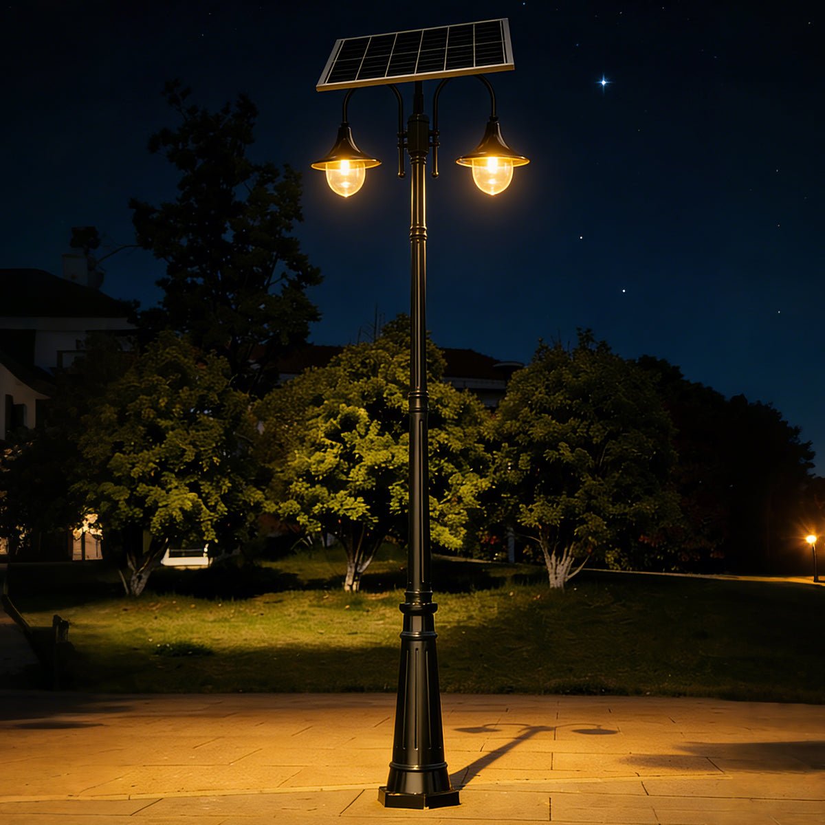 Solar Vintage Waterproof Flared LED Outdoor Pathway Pole Lights - Flyachilles