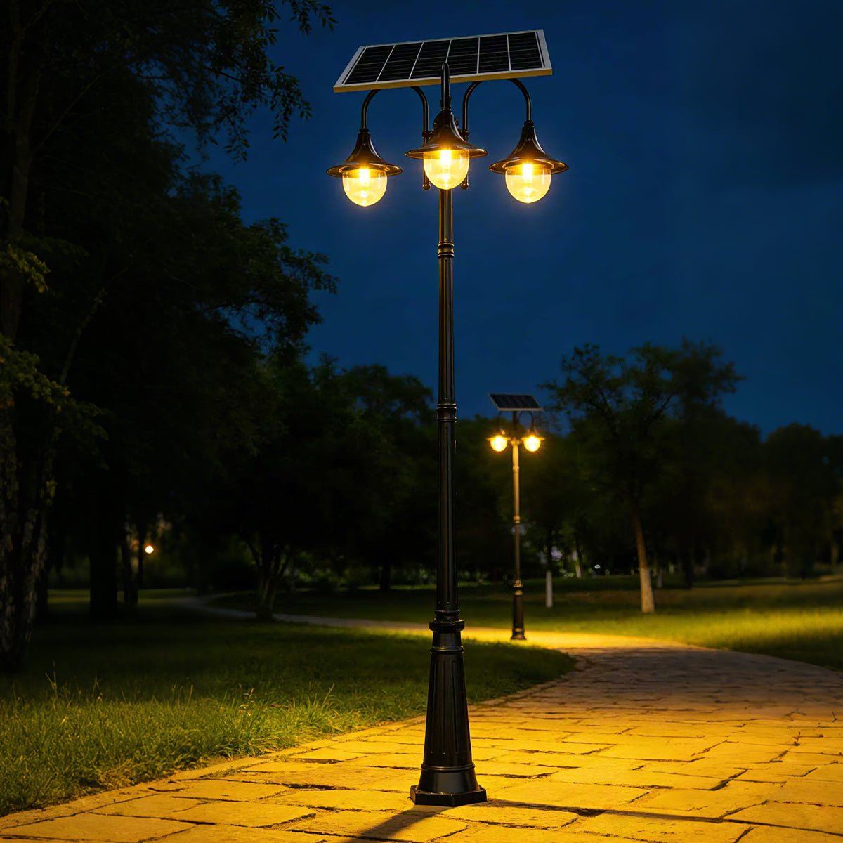 Solar Vintage Waterproof Flared LED Outdoor Pathway Pole Lights - Flyachilles