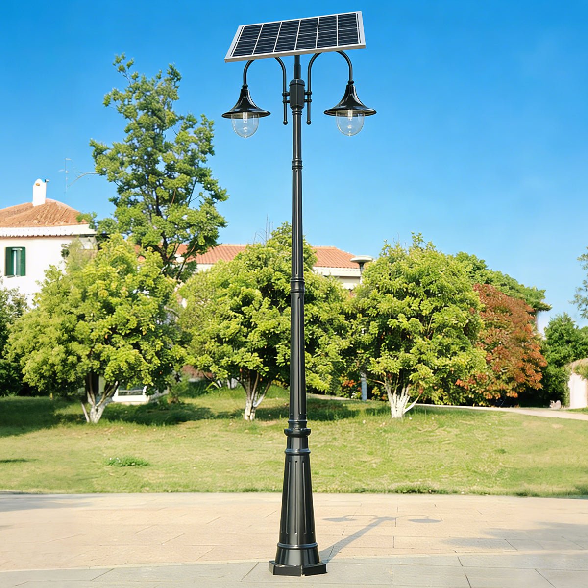 Solar Vintage Waterproof Flared LED Outdoor Pathway Pole Lights - Flyachilles