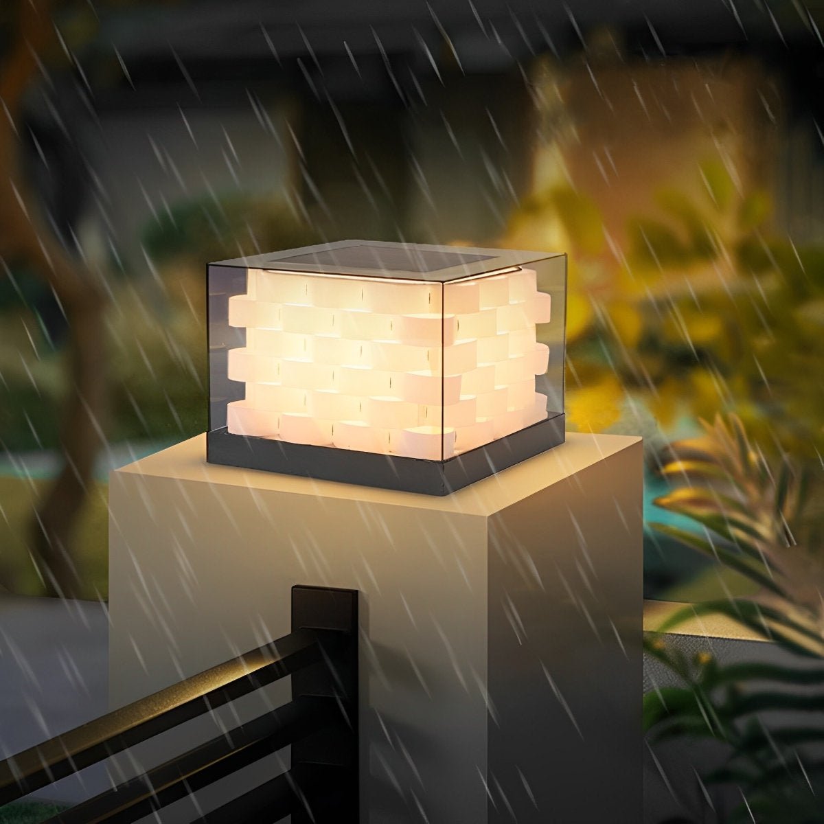 Solar Waterproof Cubed Weave LED Outdoor Post Lights - Flyachilles