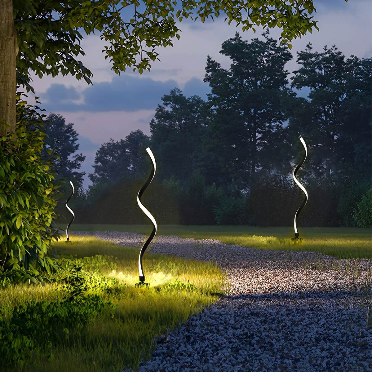 Solar Waterproof Minimalist Spiral Outdoor LED Landscape Lawn Lights - Flyachilles