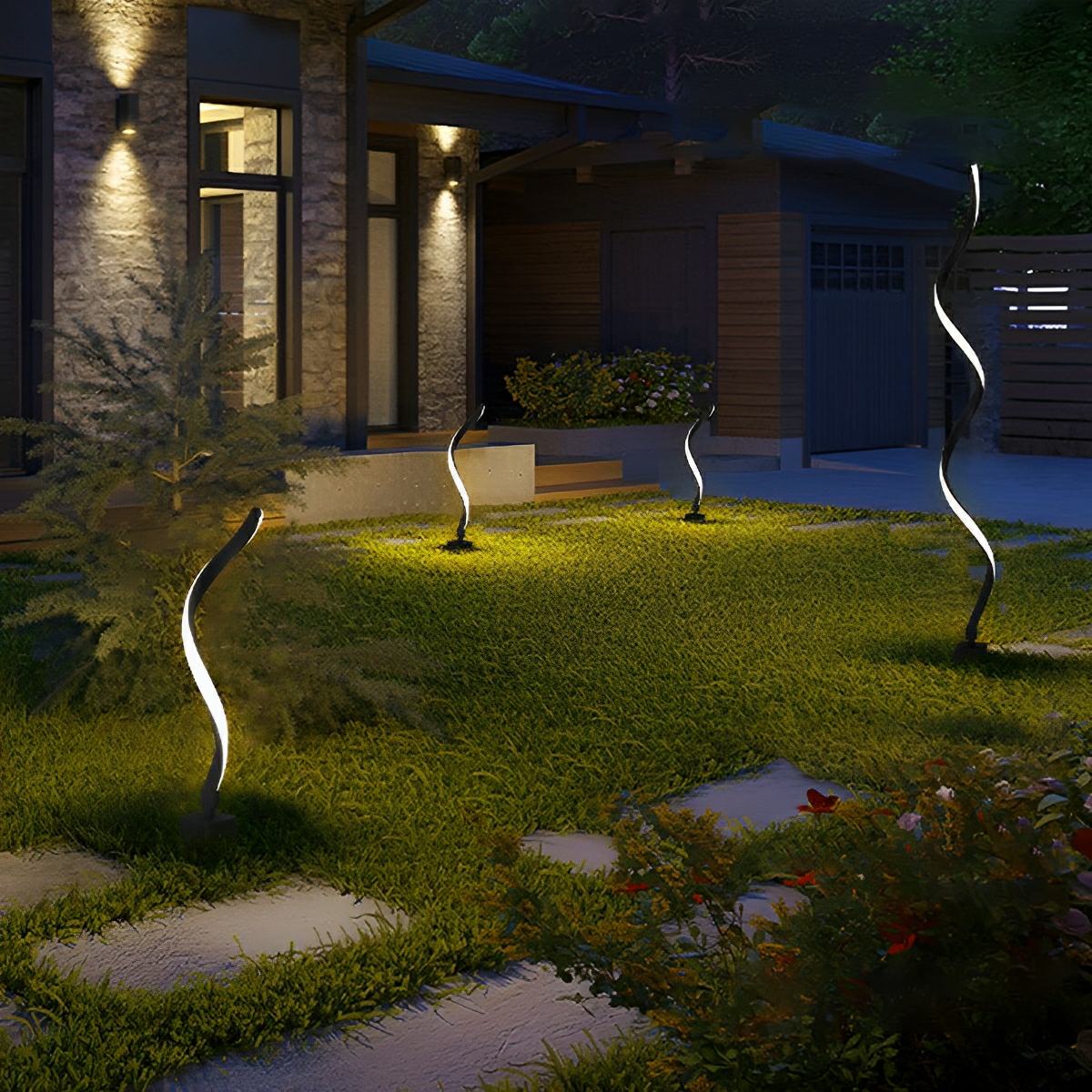 Solar Waterproof Minimalist Spiral Outdoor LED Landscape Lawn Lights - Flyachilles