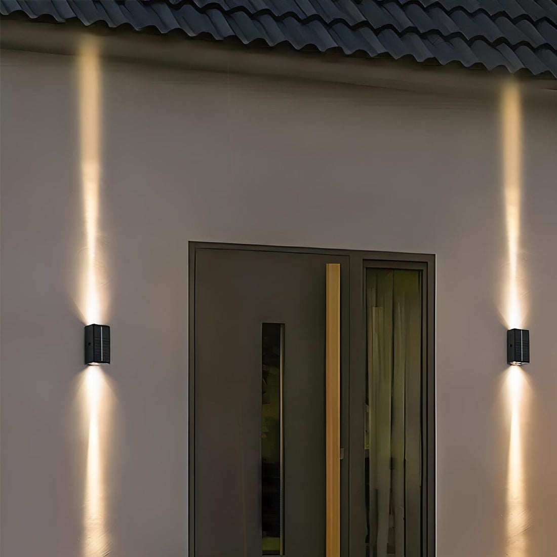 Solar Waterproof Modern Black Up&amp;Down LED Outdoor Wall Washer Spot Lights - Flyachilles