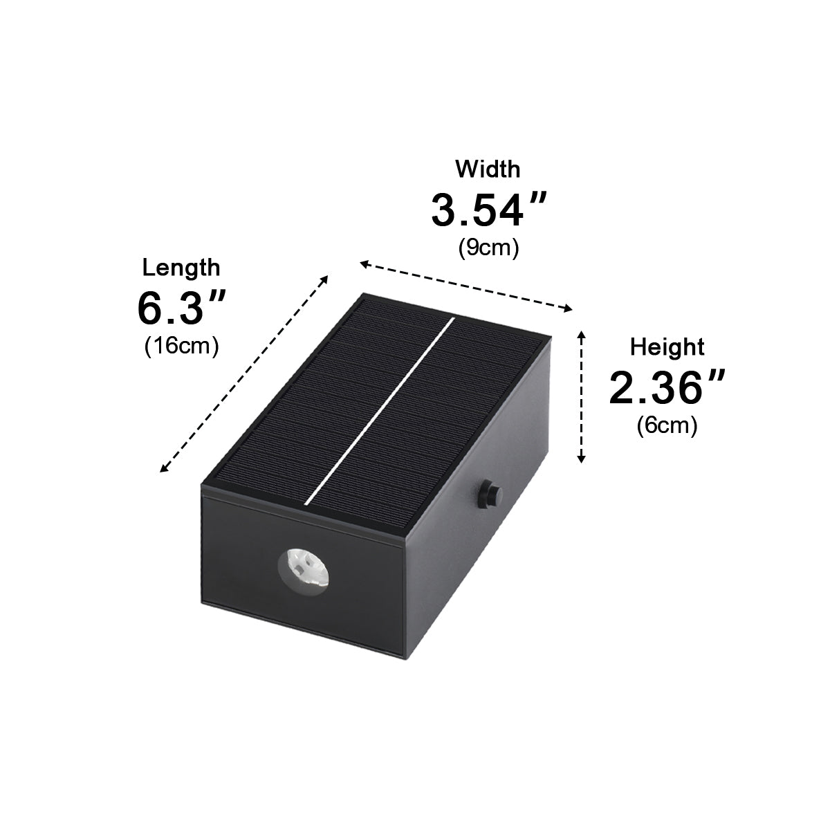 Solar Waterproof Modern Black Up&amp;Down LED Outdoor Wall Washer Spot Lights - Flyachilles