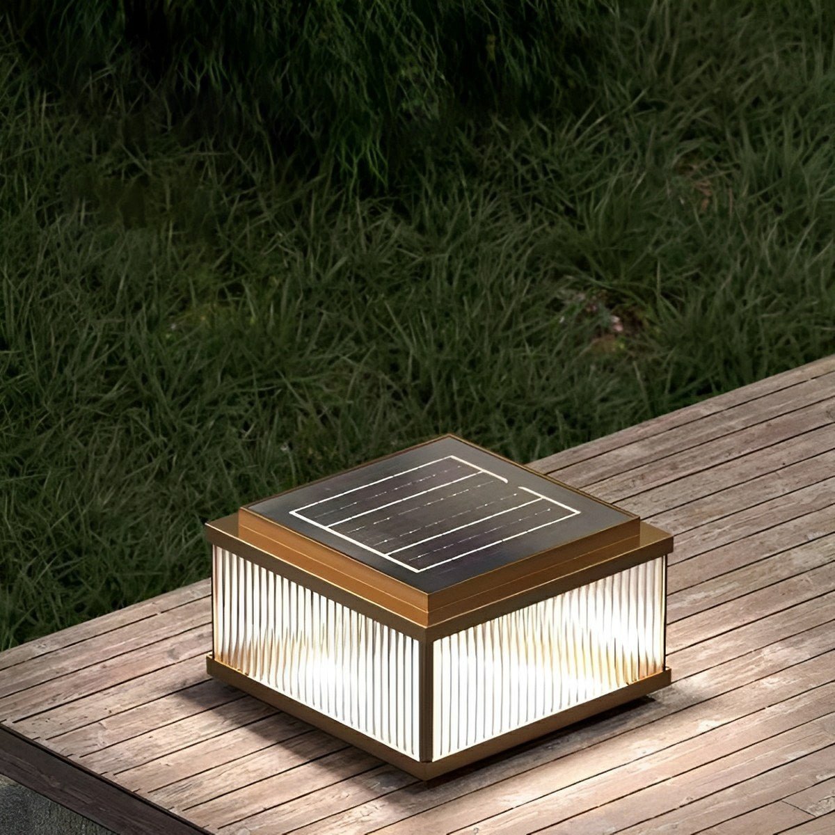 Solar Waterproof Square Vintage Copper LED Outdoor Post Light - Flyachilles