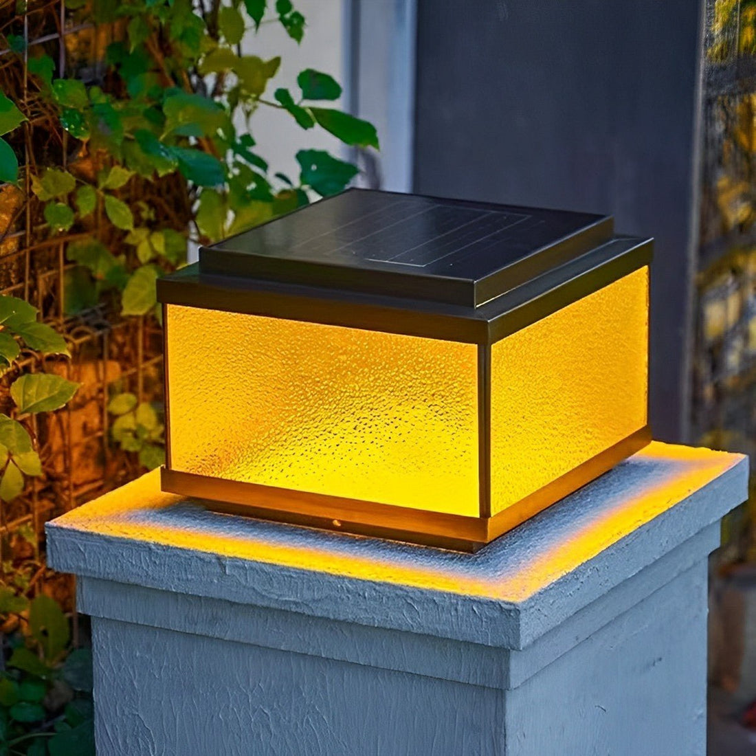 Solar Waterproof Square Vintage Copper LED Outdoor Post Light - Flyachilles
