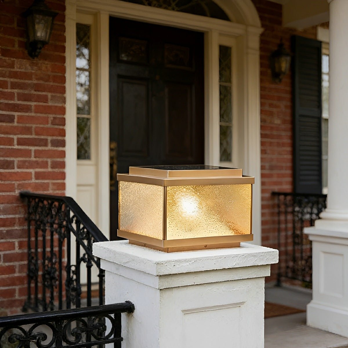 Solar Waterproof Square Vintage Copper LED Outdoor Post Light - Flyachilles