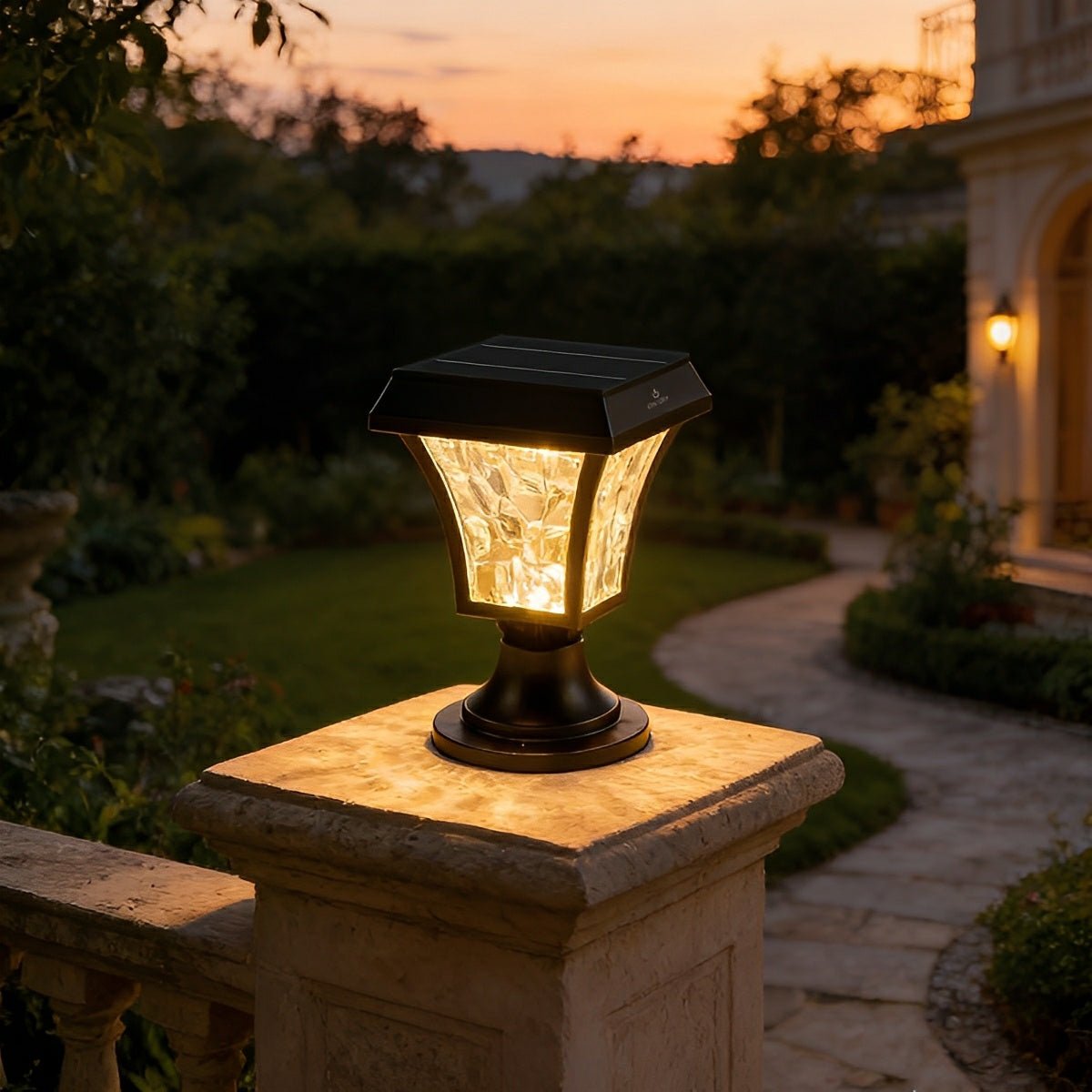 Solar Waterproof Water Wave Lampshade LED Outdoor Post Lights - Flyachilles