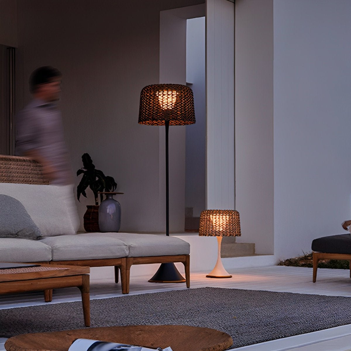 Solar Waterproof Weave Shade LED Outdoor Floor Lamp - Flyachilles