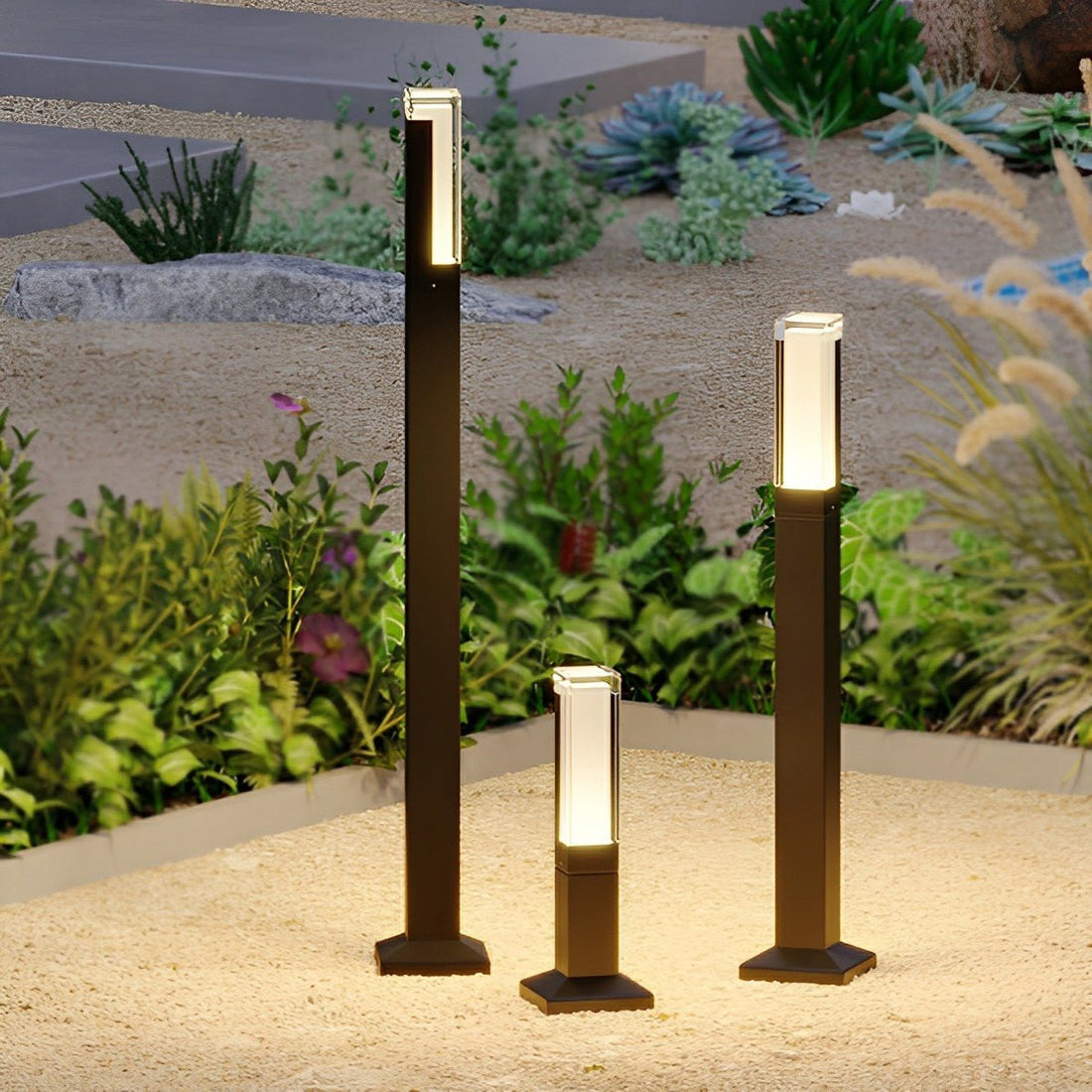 Square Column Modern LED Outdoor Pathway Lights - Flyachilles