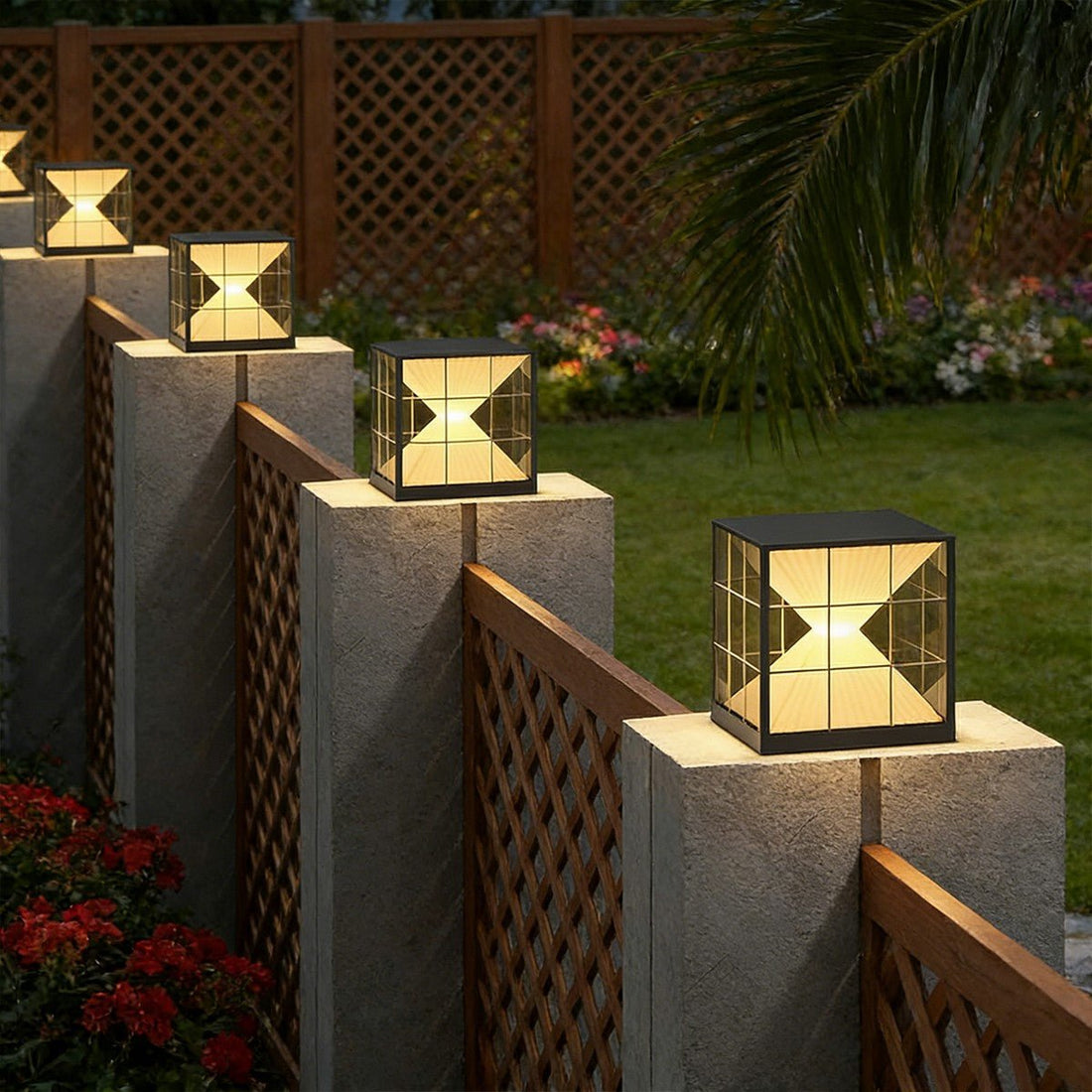Square Creative Hourglass Shape LED Waterproof Fence Post Caps Light - Flyachilles