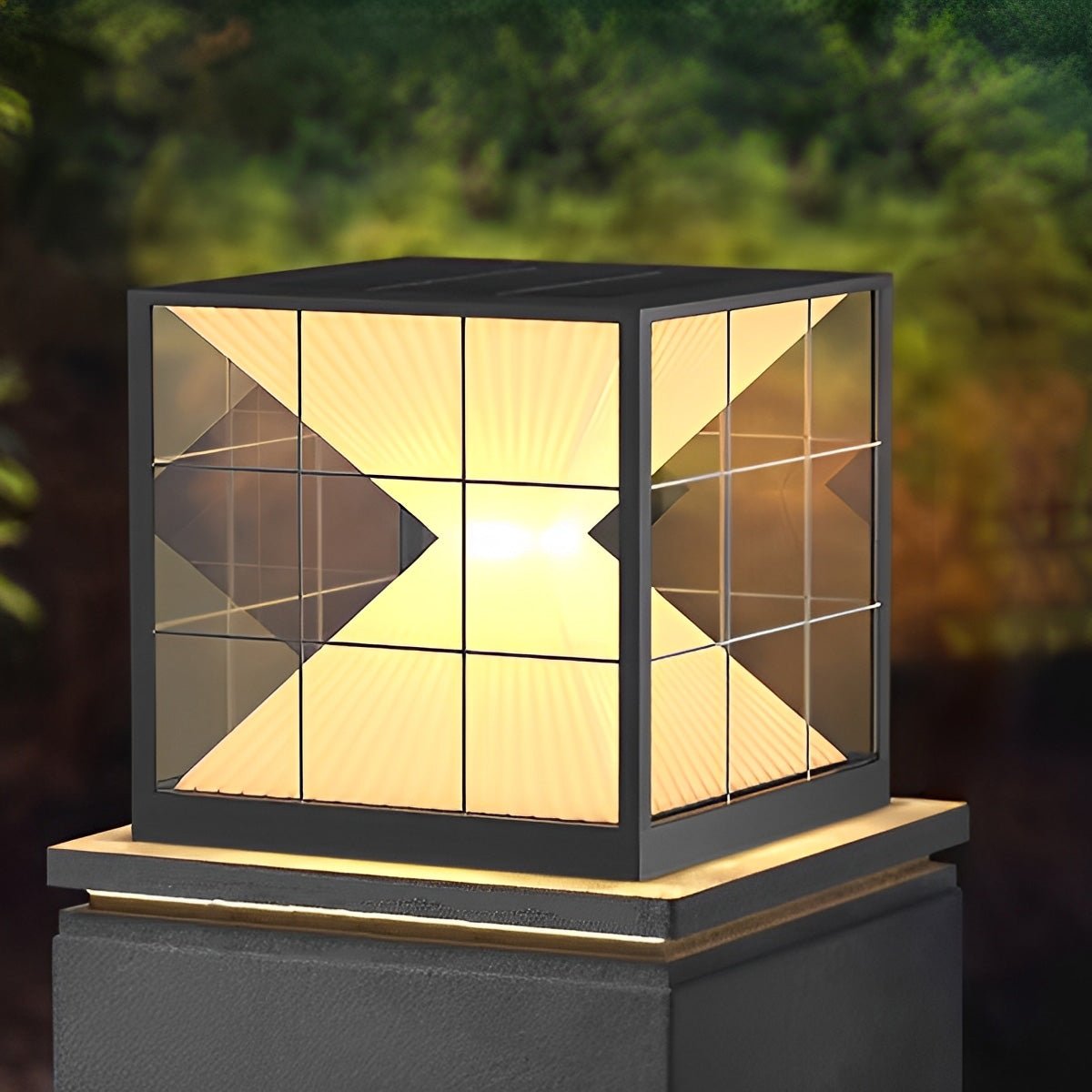 Square Creative Hourglass Shape LED Waterproof Solar Fence Post Caps Light - Flyachilles