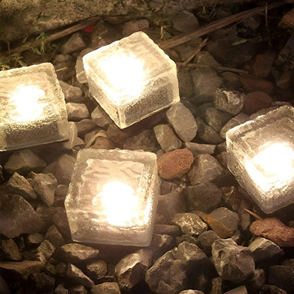 Square Creative Ice Brick LED Waterproof Smart Solar Outdoor Lights - Flyachilles