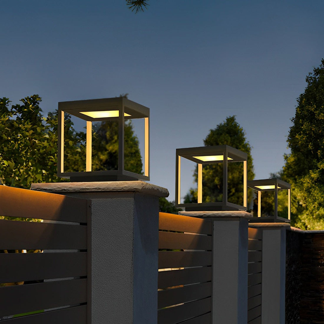 Square Hollow Frame Waterproof LED Courtyard Solar Post Cap Light - Flyachilles