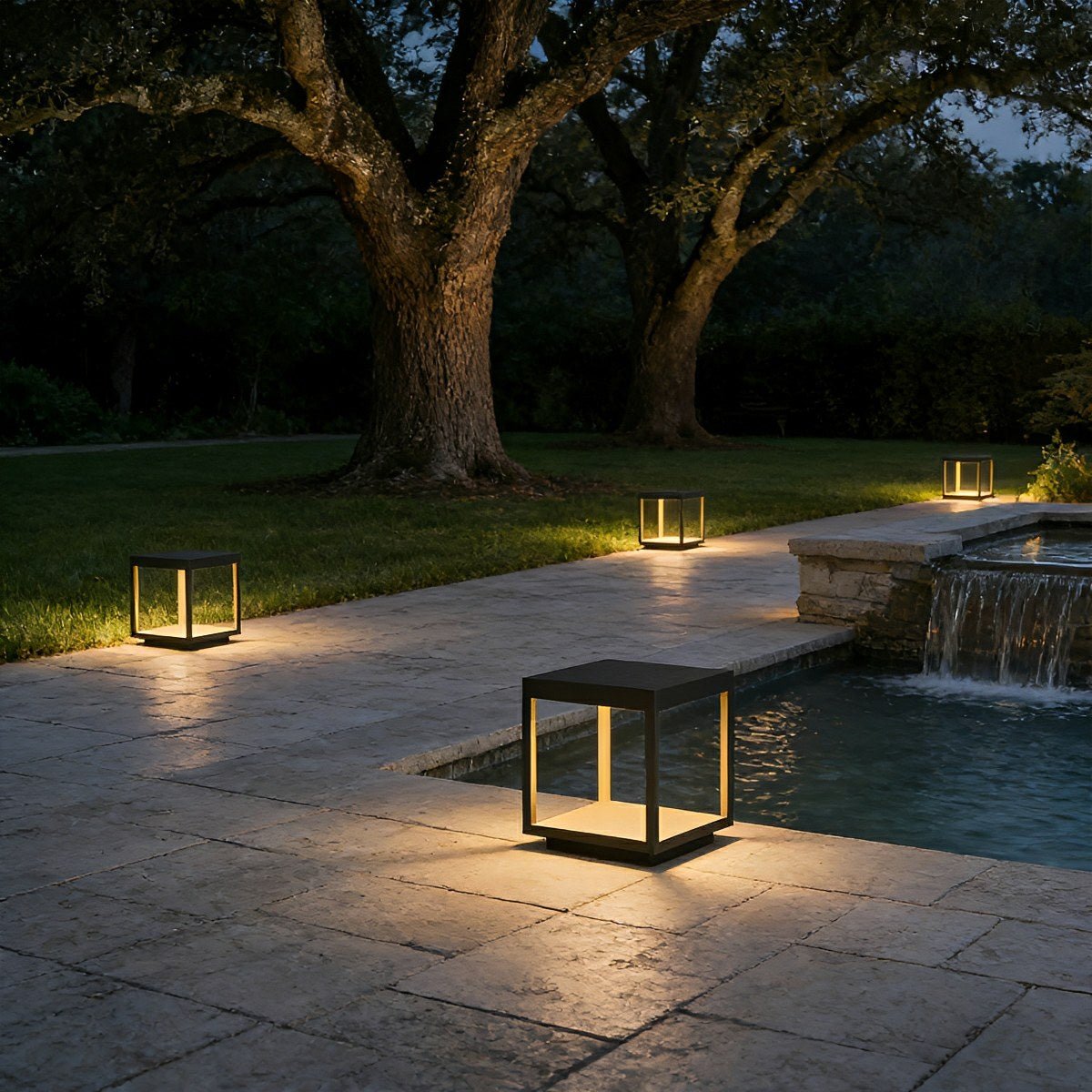 Square Hollow Frame Waterproof LED Outdoor Post Cap Light - Flyachilles