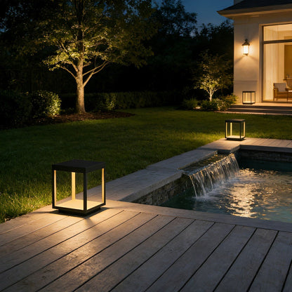 Square Hollow Frame Waterproof LED Outdoor Post Cap Light - Flyachilles