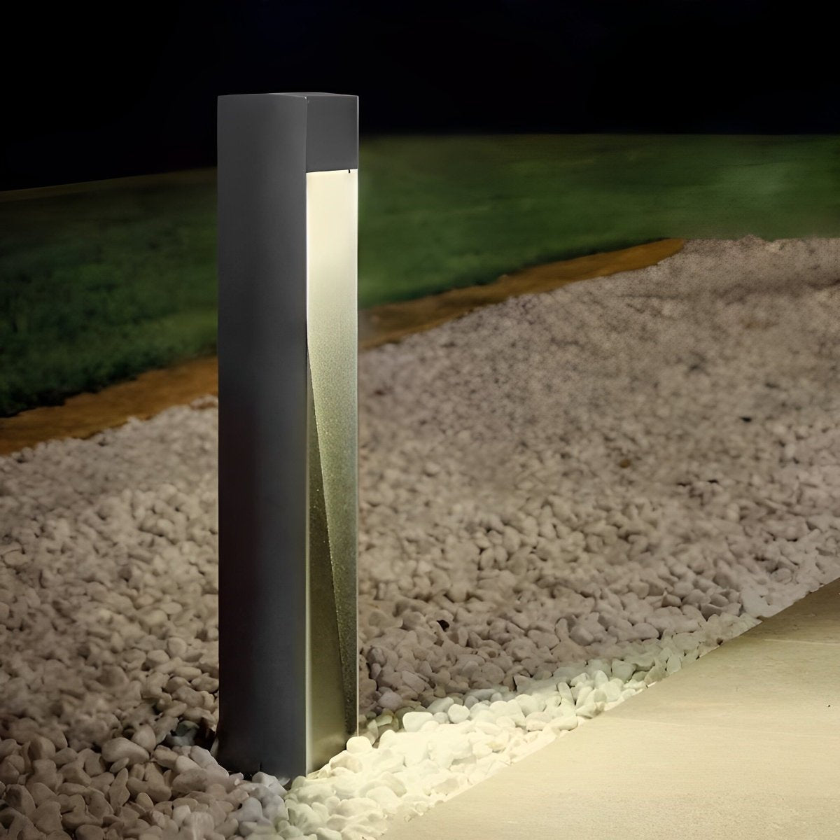 Square LED Waterproof Black Modern Pathway Walkway Lights Outdoor Lantern Lamp - Flyachilles