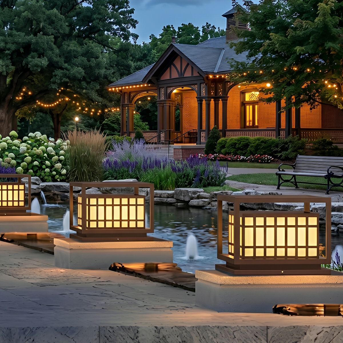 Square LED Waterproof Brown Modern Outdoor Deck Post Lights Pillar Light Column - Flyachilles