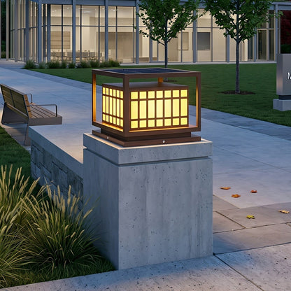 Square LED Waterproof Brown Modern Outdoor Deck Post Lights Pillar Light Column - Flyachilles