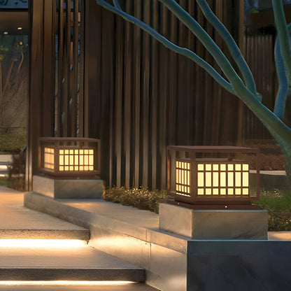 Square LED Waterproof Brown Modern Outdoor Deck Post Lights Pillar Light Column - Flyachilles